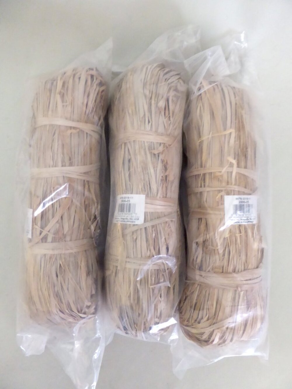 NEW 33” LONG NATURAL RAFFIA RIBBON BUNDLE LOT OF 3 CRAFT WRAP DECOR